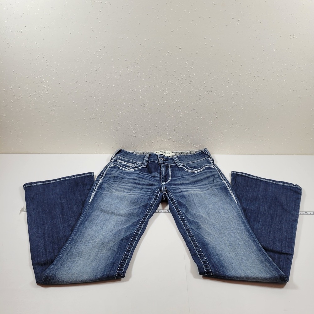 Ariat REAL Bootcut Jeans Womens 27R Blue Excellent Contrast Stitch Mid Rise